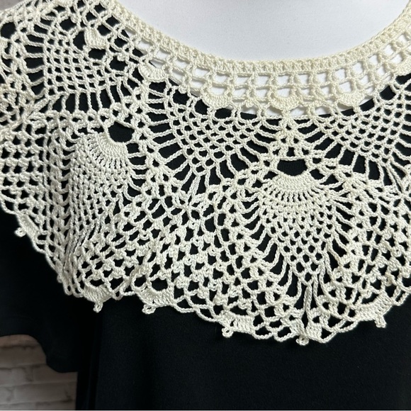 Vintage Crochet Ecru Beige Ivory Lace Collar 22 in X 7 in - Picture 3 of 9